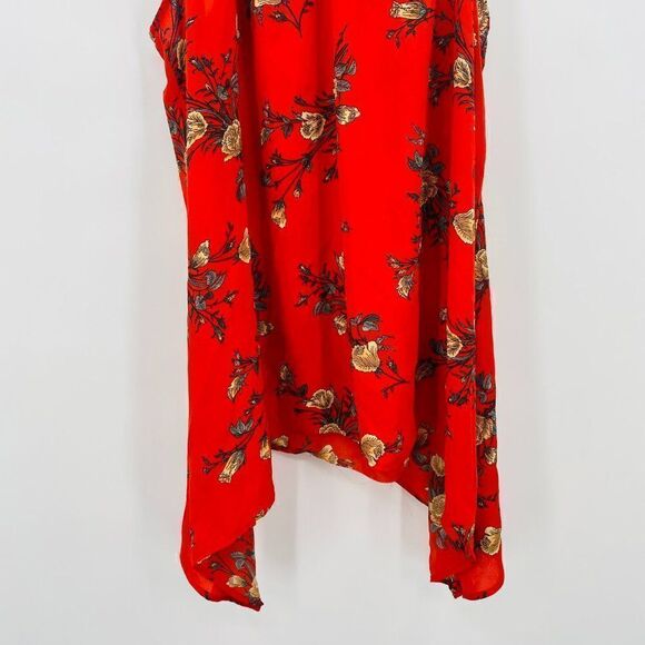 NEW Torrid Size 1X Orange Floral Sharkbite Hem Georgette Tank Top Blouse - Picture 4 of 10